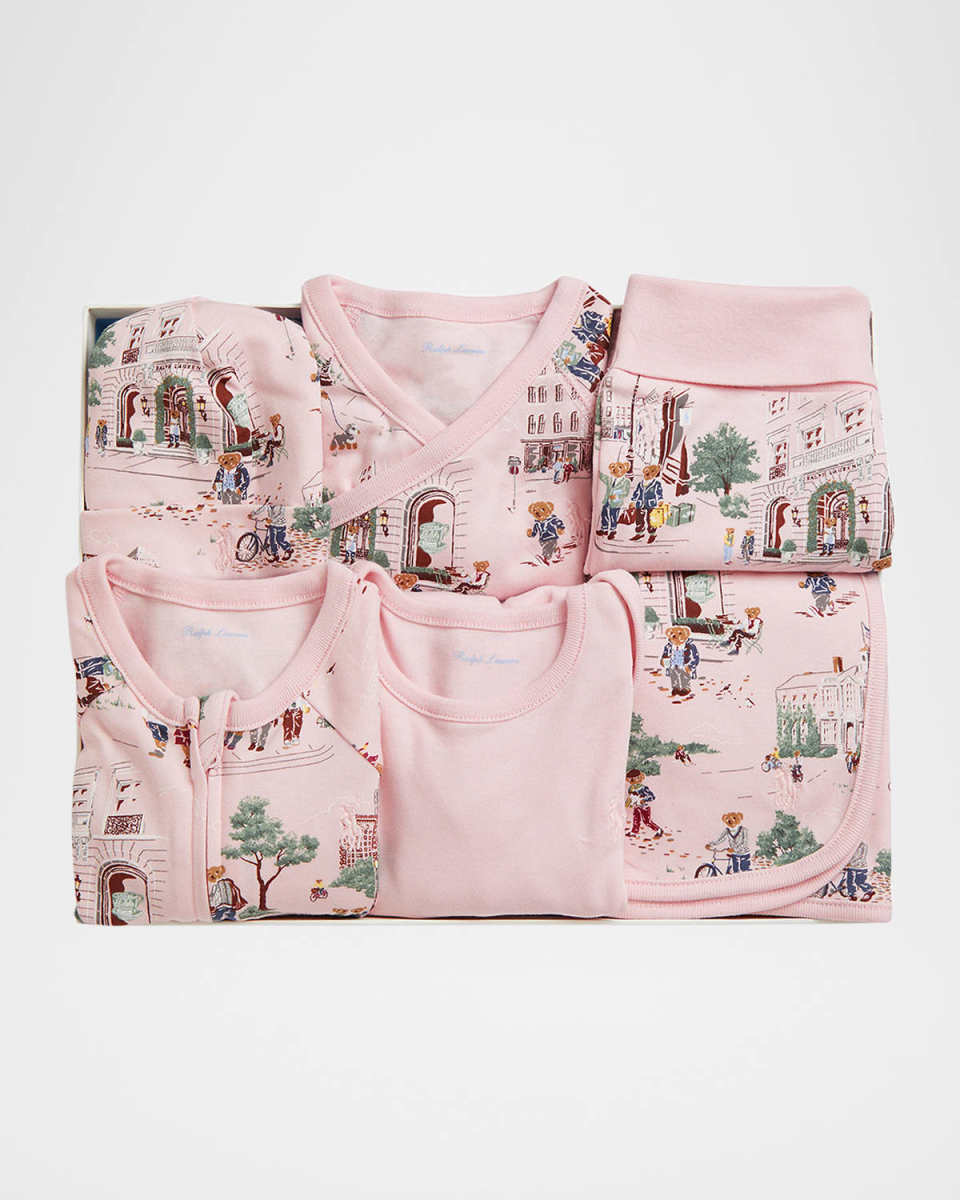 Girl's 6-Piece Interlock Cotton Gift Set, Size Newborn-